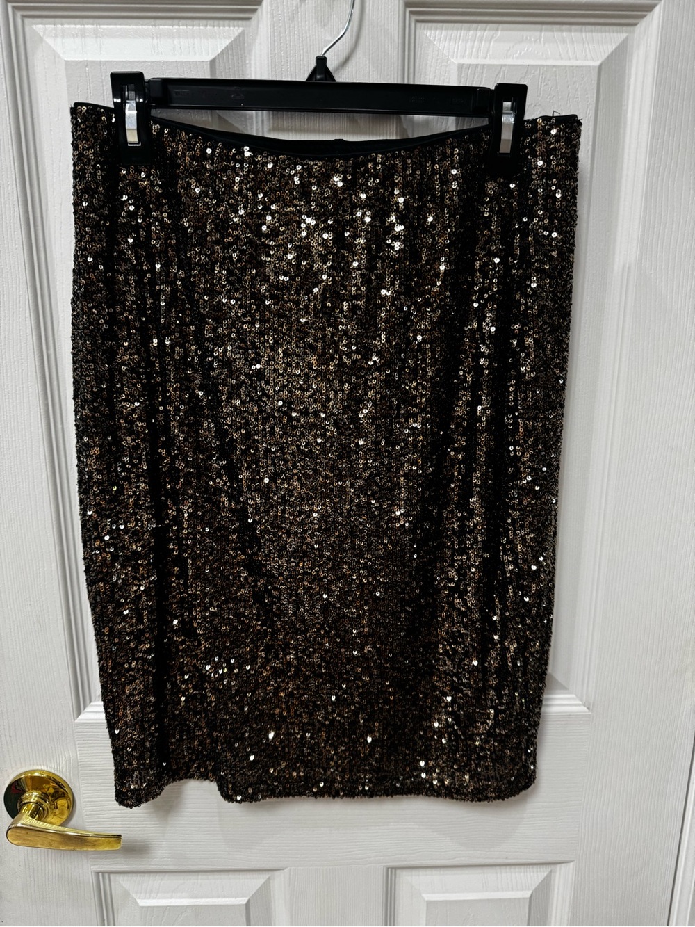 Cable & Gauge Black and Bronze Sequin Pencil Skirt